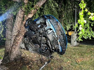 The driver of this vehicle was going 119 MPH less than three seconds before striking a round-a-bout and going airborne for a few hundred feet.  The driver survived and was not found to be under the influence.