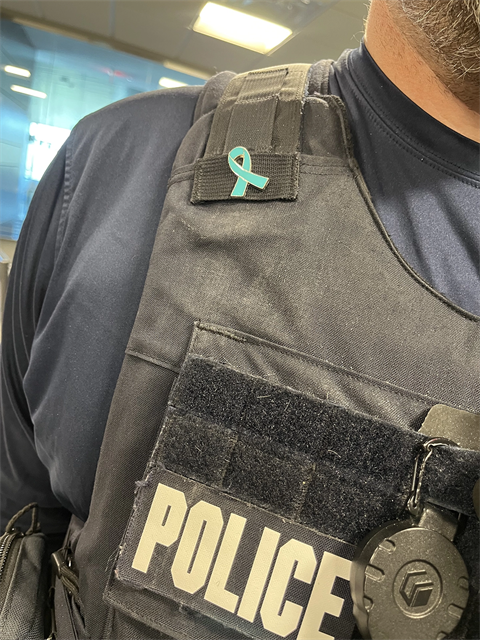 Teal lapel pin