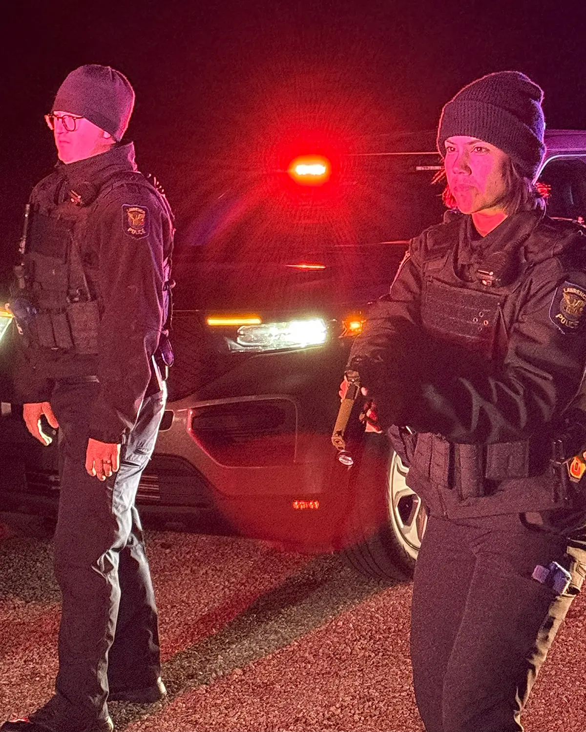 Officers Barham and Weston training with the 47th Basic Recruit Academy.